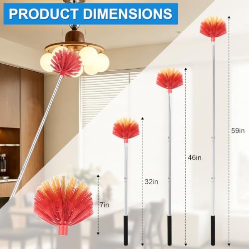 Cobweb Duster with Extension Pole, Medium Stiff Bristles Cobweb Duster Head - Image 2
