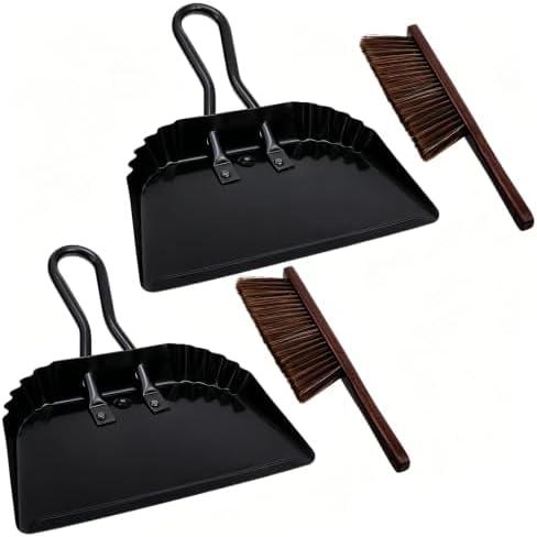 4Pcs Dust Pan and Brush Set, Heavy Duty Metal Dustpan by Unknown