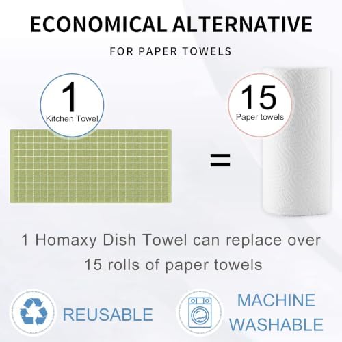 Homaxy 100% Cotton Terry Kitchen Towels, 4 Pack, Sage Green - Image 7