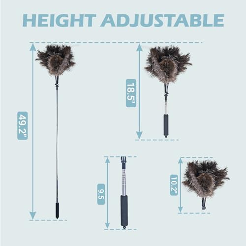 Feather Duster Extendable 22–47 Inch, Natural Ostrich Feather Duster - Image 3