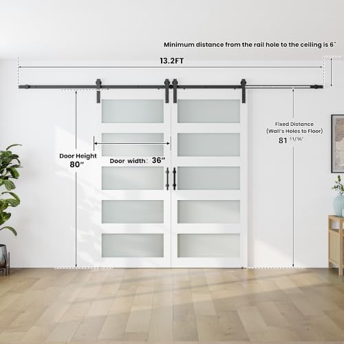 SMARTSTANDARD Double 36"×80" Glass Barn Door - Image 5