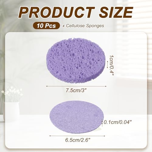 uxcell 10Pcs Cellulose Sponges, Round Kitchen Clean Sponges Non-Scratch - Image 2