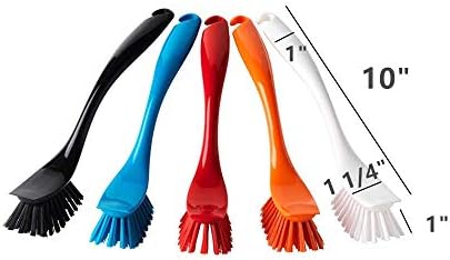 Dishwashing Brush with Hangable Long Handle, Built-in Scraper, Scrub Brush - Image 2