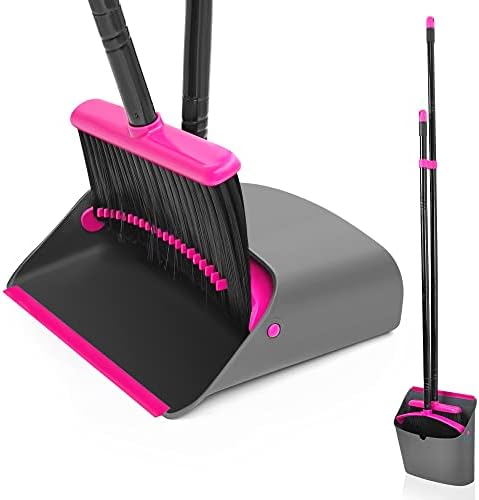 JEHONN Broom with Dustpan Combo Set, Long Handle Lightweight Indoor Broom Set by JEHONN