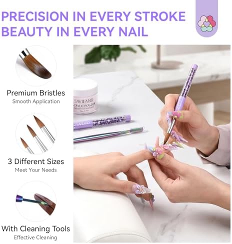 SAVILAND Kolinsky Acrylic Nail Brush Size 6, 14 - Image 4