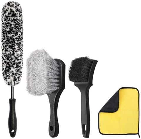 4PCS Wheel Kit 360 Scratch‑Free Dual Bristle Rim Brush Towel by Unknown