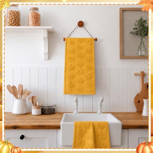 Mindsoft 2 Pcs Fall Hand Towels 3D Pumpkin Jacquard - Image 4