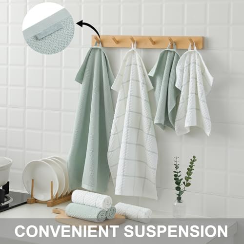 12 Pack Kitchen Towels and Dishcloths Set, 100% Cotton Soft and Absorbent - Image 4