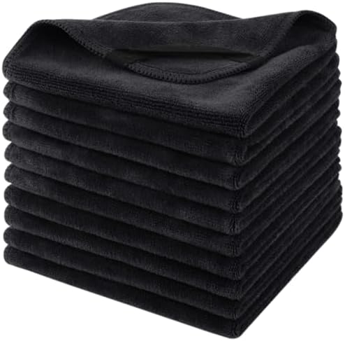 SINLAND Microfiber Facial Cloths Fast Drying Washcloth 12inch x 12inch Black 10 by SINLAND
