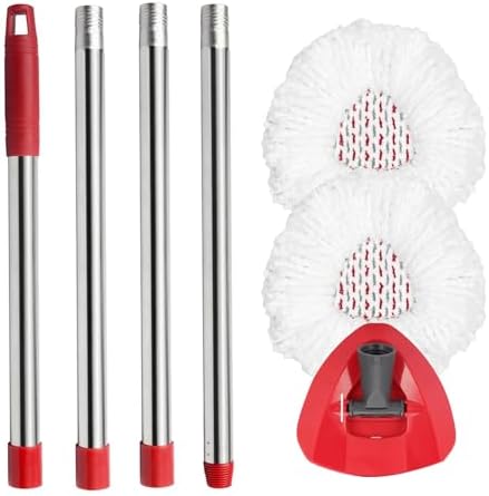 Microfiber Spin Mop Replace Head, Mops Base, Handle Compatible by HiBaby