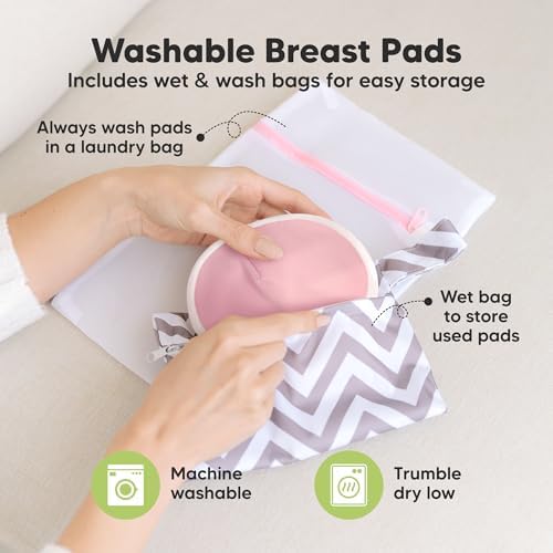 Organic Nursing Pads, 14 Washable Breast Pads, Wash Bag - Image 4