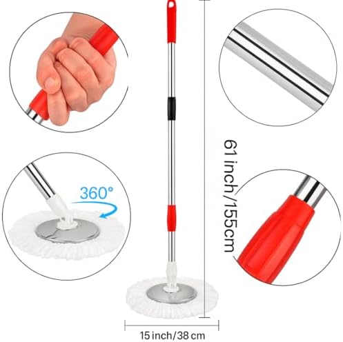 Spin Mop and Bucket with Wringer Set, 360° Rotating Mop System - Image 5