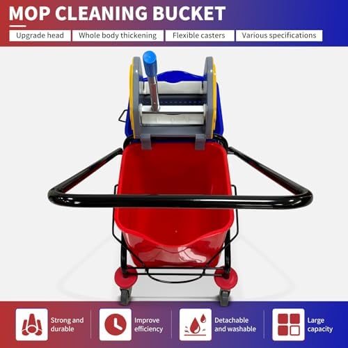 Commercial Double Bucket Mop Cart - Image 4