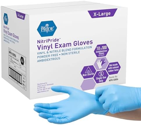 MED PRIDE Nitrile/Vinyl Blend Exam Gloves, Powder-Free by MEDPRIDE