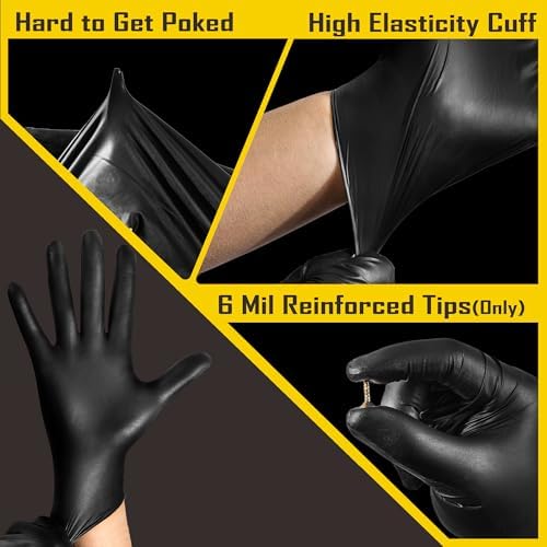 COOLJOB 5 Mil Black Disposable Nitrile Gloves - Image 2
