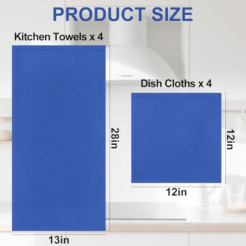 Homaxy 8 Pack 100% Cotton Kitchen Towels and Dishcloths Set - Image 4