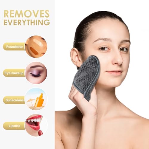 SINLAND Reusable Makeup Remover Pads Grey 12 Pack - Image 4