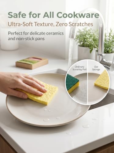 Natural Cellulose Kitchen Sponges 4 Pack Eco-Friendly Biodegradable Super - Image 3