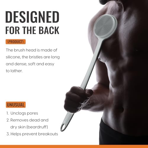 Silicone Back Scrubber for Shower, 17in Lengthen Long Handle Body Brush - Image 2