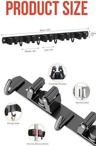 2 Pack Mop and Broom Holder Wall Mount, Upgraded Broom Hanger Wall Mount - Image 5