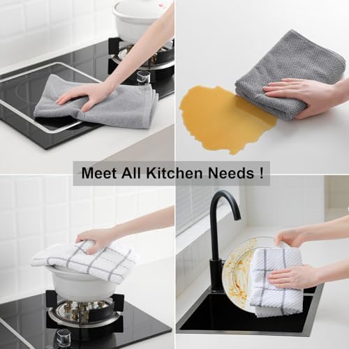 12 Pack Kitchen Towels and Dishcloths Set, 100% Cotton Soft and Absorbent - Image 6