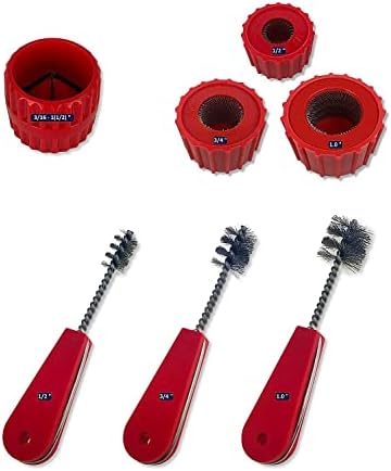 Copper Pipe Cleaner Set 3 Pipe Cleaning Brushes 3 Fitting Cleaners and 1 Reamer by Kwalitistar