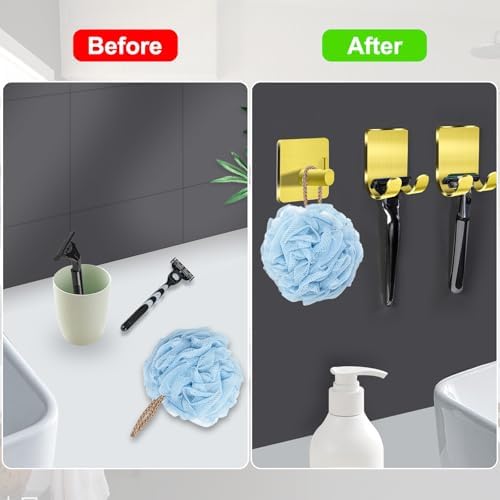 CGBE Razor Holder for Shower, 4 Packs Razor Holder and 4 Packs Shower Hooks - Image 5