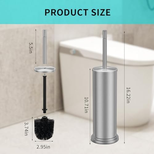 Stainless Steel Toilet Brush and Holder Set, Toilet Bowl Brush and Holder - Image 6