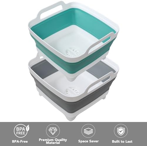 2 Pack Dishpan for Washing Dishes, 2.4Gal/9L Wash Basin - Image 4