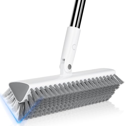 Scrub Brush with Long Handle, Extends to 55 in, Pivoting Triangle Head by MUEE