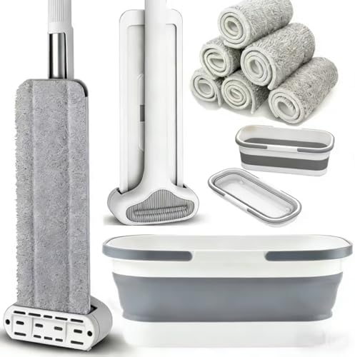 Flat Mop & Bucket Set with 6 Reusable Pads by Unknown