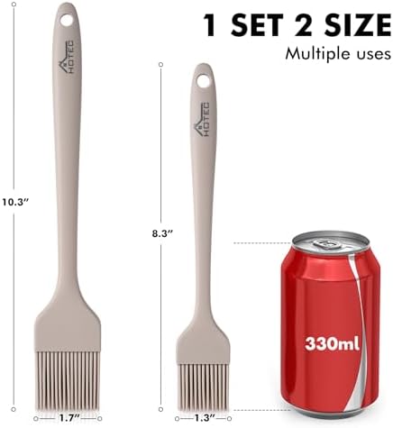 HOTEC 600°F Heat Resistant Silicone Basting &Pastry Brushes, Khaki 2 - Image 2