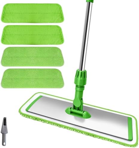 17.7" Microfiber Mop for Floor Cleaning, 360° Rotating Flat Mop by BAISHUN