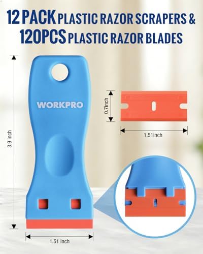WORKPRO Plastic Razor Blade Scraper Kit, 12 Scrapers - Image 2