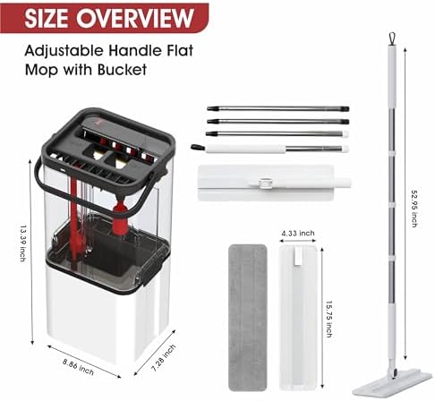 Self Cleaning No Dirt Flat Extendable Mop & Transparent Bucket System, Dual - Image 2