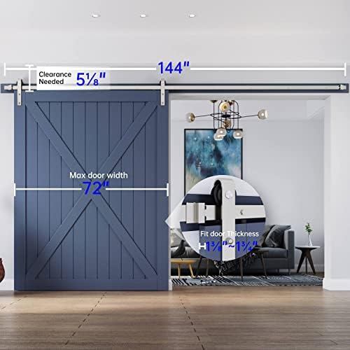 EaseLife 12 FT Brushed Nickel Sliding Barn Door Hardware Track Kit, Basic J - Image 6