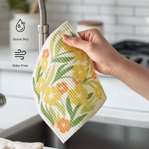 RECYCO Swedish Dishcloths for Kitchen | 5 Pack Matisse Floral Washable Dish - Image 6