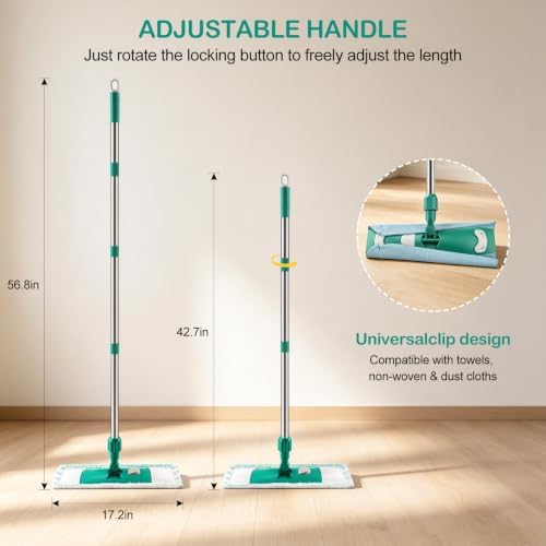 Microfiber Mops for Floor Cleaning Floor Flat Mop for Hardwood Green - Image 2