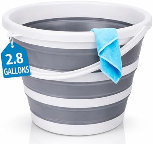 Collapsible Bucket with Handle 2.6 Gallons 10L Foldable Bucket by SunVara