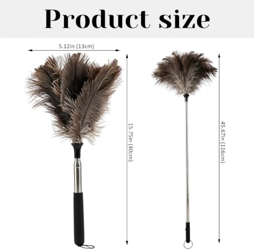 Extendable Ostrich Feather Duster, Fluffy Natural Ostrich Feathers Duster - Image 2