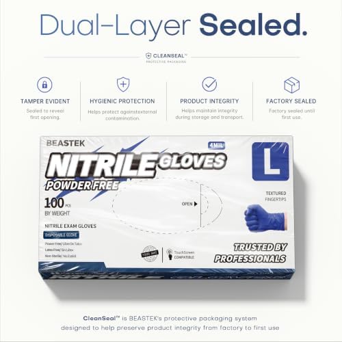 BEASTEK Nitrile Exam Gloves 4Mil Powder-Free Medical Disposable Blue Violet - Image 5