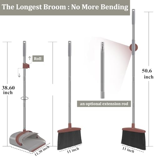 Ivandar Broom with Dustpan Combo Set, 50.6 inch Long Handle, Upright Standing - Image 2
