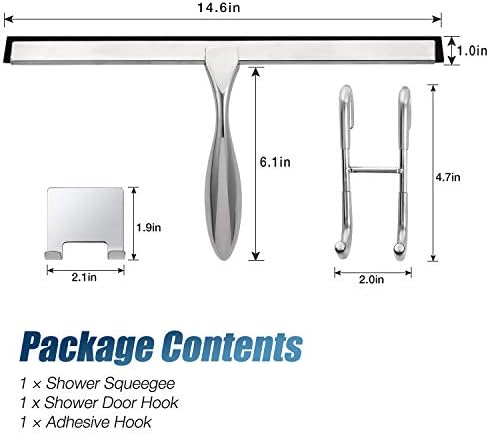 Simtive 14-Inch Shower Squeegee Set, Includes Shower Door Hook and Adhesive Hook - Image 4