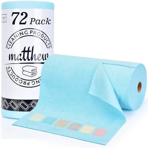 Matthew Microfiber Cleaning Cloth Roll 72Pack Reusable Paper Towels&Washable by MATTHEWCLEANINGPRODUCTS