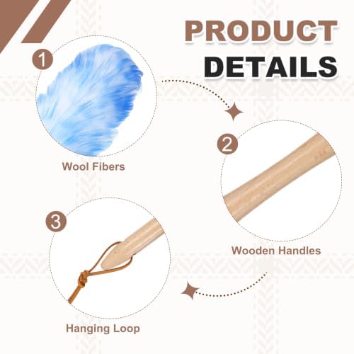 uxcell Wool Duster, 24.4" Natural Feather Cleaner Household Cleaning Duster - Image 3
