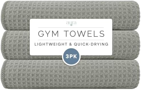 S&T INC. Microfiber Gym Towels, 3 Pack, Honeycomb Grey by STINC