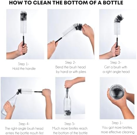 ALINK 16 inch Extra Long Black Bottle Cleaning Brush Cleaner - Image 4