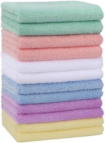 HOMEXCEL Baby Washcloths 12 Pack Microfiber Coral Fleece Soft Wash Cloths by HOMEXCEL