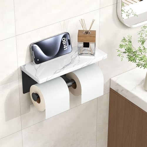FORIOUS Double Marble Toilet Paper Holder - Image 2
