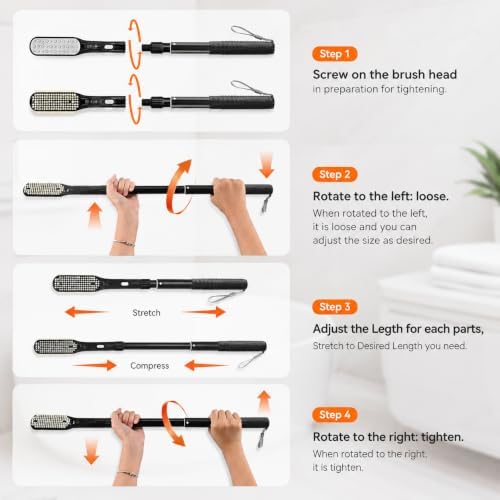 Toe Gap Cleaning Brush, 18.82"-25.98" Telescopic Toe Cleaning Brush Long Handle - Image 6